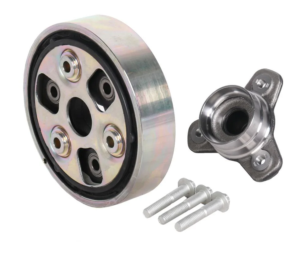 Flansza trójramienna przegubu gumowego + przegub gumowy 96mm, Audi, Skoda, VW, otw. 6 x 11mm, h-48.5+30mm, rura 64mm, tulejka centrująca 16mm (ZGVWTR)